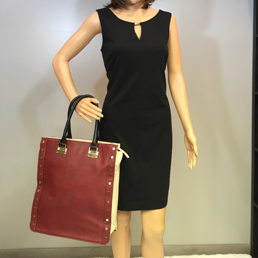 Olivia + Joy Red and Tan Leather Tote